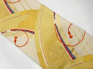 アンティーク　変わり青海波に組紐模様織出し袋帯（材料）